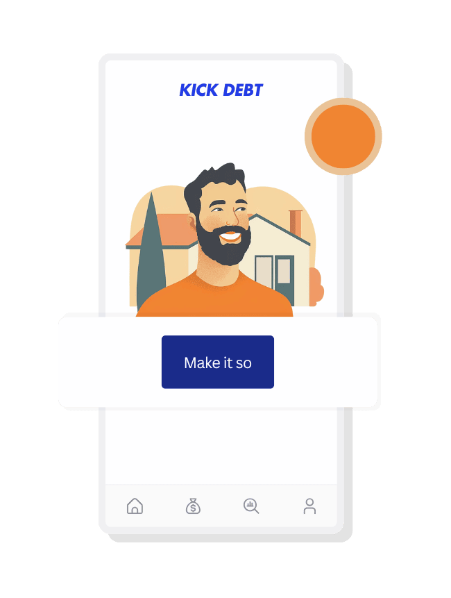 a phone screen displaying a man smiling at his future